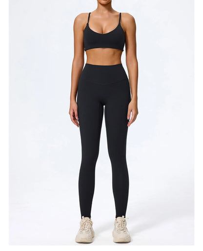 Women Sports Set – Summer Two Piece Gym Outfit With High Waist Leggings & Sleeveless Top