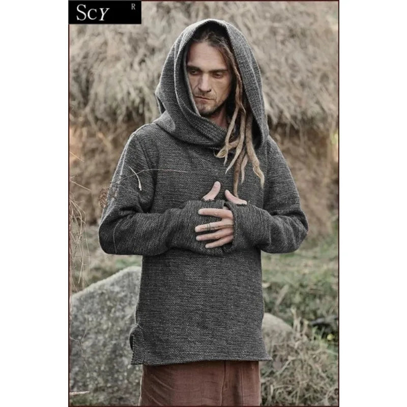 New Men's Fashion Thermal Long Sleeve Sweater Hoodies Vintage Hoodie Men