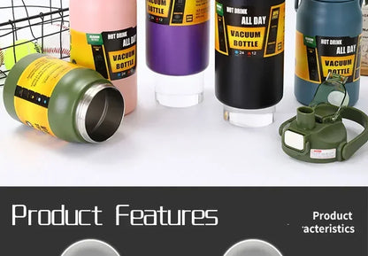 Thermos Vacuum Stainless Cup Thermal Cold Hot Insulated Stainless Steel Water Bottle with Straw Water Bottles