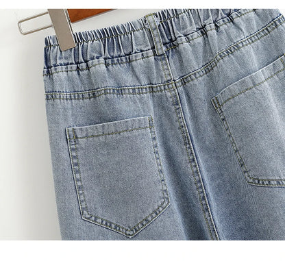 Spring Fall Casual Oversize Denim Pants 2026 Plus Size Hight Waist Wide Leg Jeans Women Korean Streetwear Washed Pants