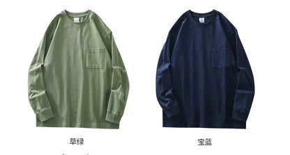 Men's Long Sleeve T Shirt - DUKEEN Heavyweight Cotton Crew Neck Casual Tee