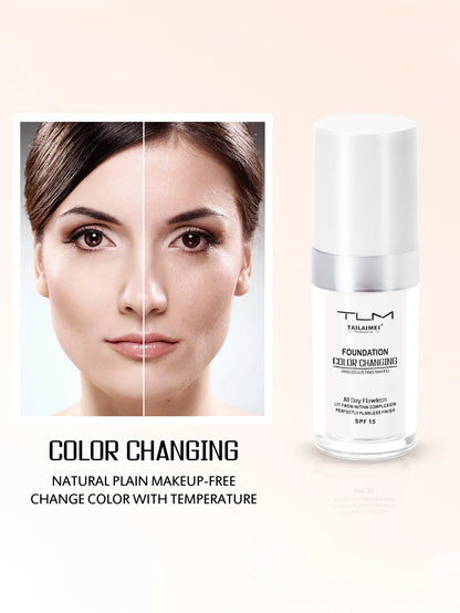 Warm Change liquid foundation sunscreen lasting oil control easy to apply makeup waterproof portable