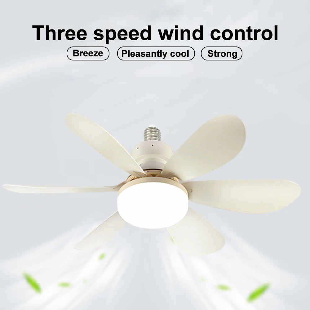 E27 Base 40W LED Ceiling Fan Light 3 Adjustable Lighting Modes Remote Control High Wind Power Electric Fan Light for Living Room