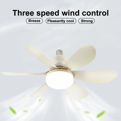 E27 Base 40W LED Ceiling Fan Light 3 Adjustable Lighting Modes Remote Control High Wind Power Electric Fan Light for Living Room
