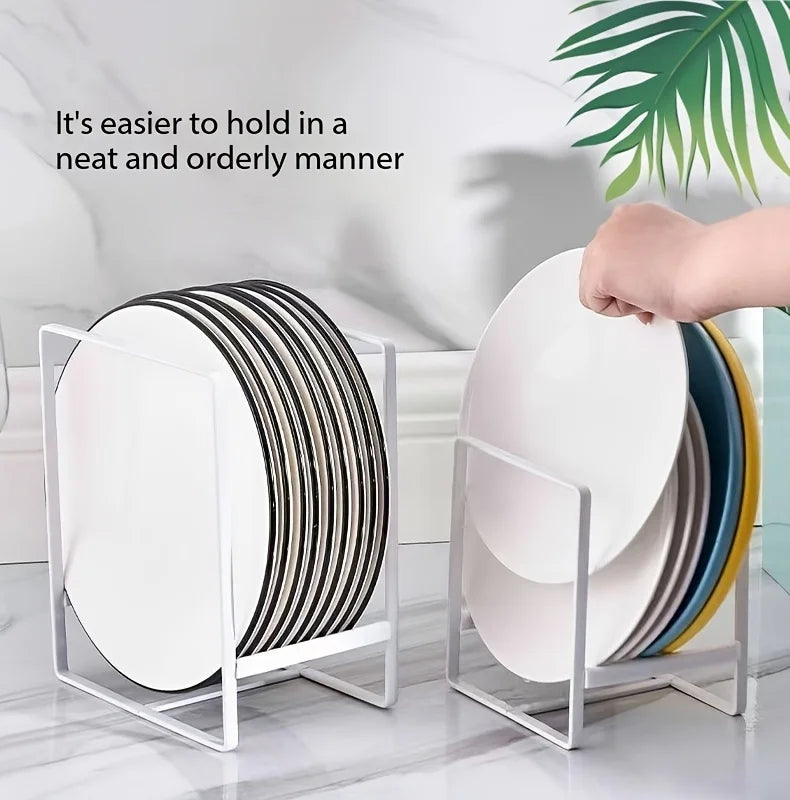 Metal Dish Rack - Space Saving Tiered Shelf Organizer with Pull Out Utensil Holder