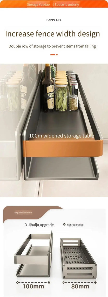 Multifunctional Wall-Mounted Spice Rack Kitchen Condiment Storage Shelf Holds Seasonings Tools Essential Kitchen Organizer Shelf