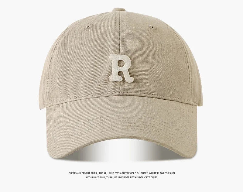 2025 Large Head Circumference Baseball Cap Men's /Women's Dome Hat Soft Top Cap 60/65cm Sun Protection  Letter R Hat Adult Caps