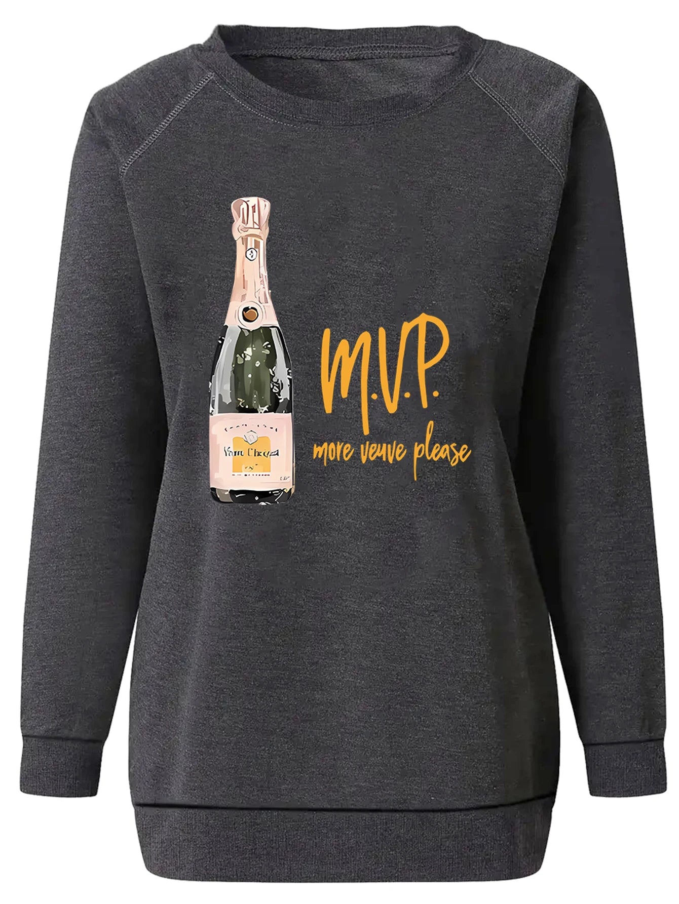 Women's round-neck long-sleeved pullover with shoulder straps. Please send me more in champagne color with prints.
