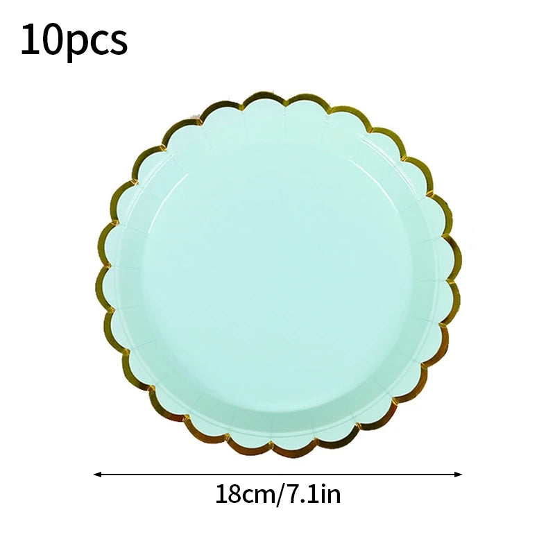 Solid Color Disposable Tableware - Pink  Blue Baby Shower  Birthday Party Supplies