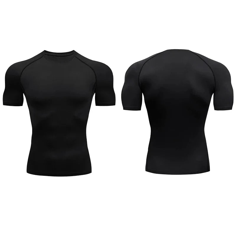 Men Compression Running T Shirt Fitness Tight Short Sleeve Tshirt Training Jogging Shirts Gym Sportswear Quick Dry