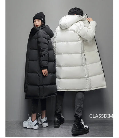 New Winter Duck Down Coats Men Hooded Long Puffer Jackets Unisex Casual Parkas Quality Couples Outdoor Windproof Warm Jackets 3X