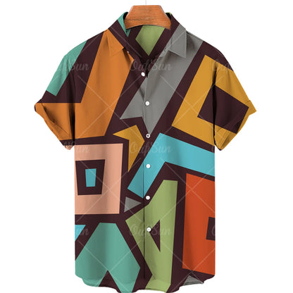 2022 3d Graffiti Oil Painting Printed Shirt Men Fashion Streetwear Hawaiian Beach Casual Lapel Plus Size 2022