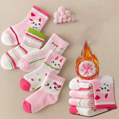 Thick Warm Floor Socks For Kids Plush Loop Mid Tube Socks Winter Boy Long Sock Children Thermal Footwear Cute Cartoon Baby Socks