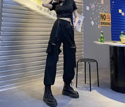 Women Y2K Streetwear Cargo Pants Vintage Fashion High Waist Baggy Trousers Female Loose Sweatpants Wide Leg Joggers Trousers