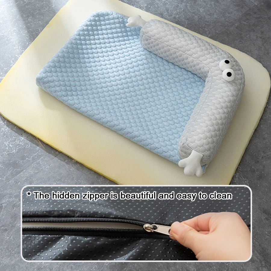 Dog Cool Mat Big-eyed Monster Breathable Mat for Small To Large Puppies/Cats Washable Pets Cool Bed Dog/Cat Cool Nest Summer
