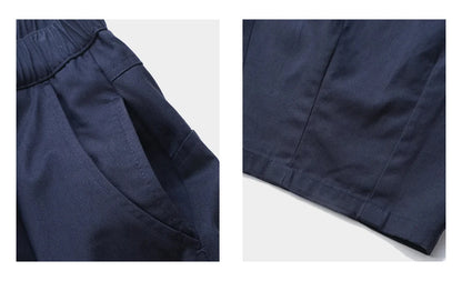 Solid Color Wide Leg Cargo Pants Mens Baggy Pleated Streetwear Elastic Waist Casual Loose Trousers Men