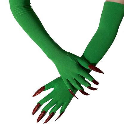 Halloween Ghost Claw Gloves - Cosplay Dress Up with Black Long Nails