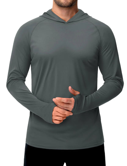 TACVASEN Sun Protection T-Shirts Mens Long Sleeve Hoodie Casual UV-Proof T-Shirts Breathable Lightweight Quick Dry T-Shirts Male