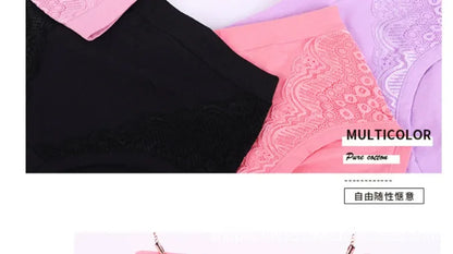 Plus Size Women's Lace Cotton Briefs 5XL 6XL Sexy Comfortable Panties for Full Figure Mature Ladies Soft Breathable Underwear