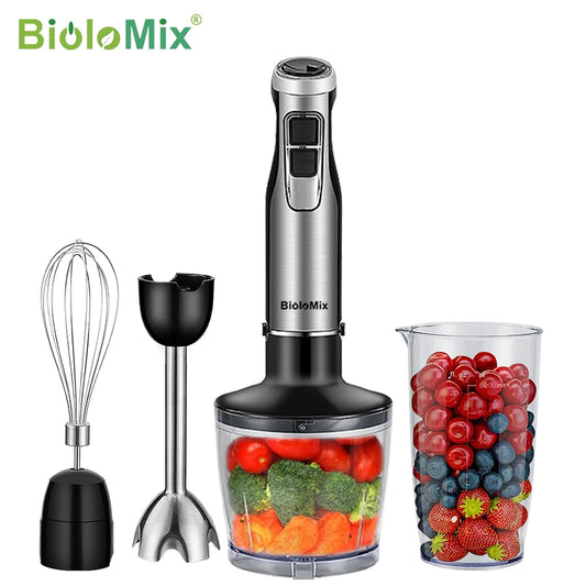 High Power 1200W Immersion Blender with Chopper  Smoothie Cup - Stainless Steel Blades
