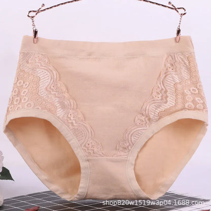 Plus Size Women's Lace Cotton Briefs 5XL 6XL Sexy Comfortable Panties for Full Figure Mature Ladies Soft Breathable Underwear