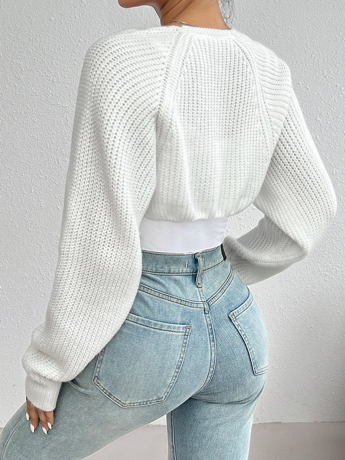 Raglan Sleeve Ribbed Knit Cardigan Women Open Front Solid Color Elegant Shrug Sweater Top Spring Autumn Casual Chic Lightweight