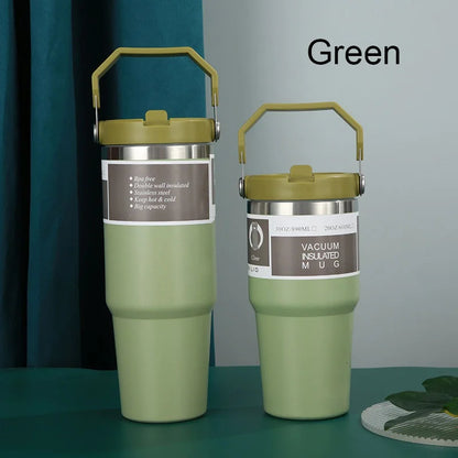 New American Simple Solid Color Stainless Steel Thermos Portable Car Easy To Carry Water Cup Thermal Insulation Cold Ice Cup