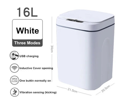 Touchless 16L Sensor Trash Can - Smart Waterproof Kitchen  Bathroom Wastebin