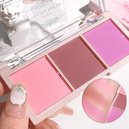 3-Color Cheek Red Plate Nude Makeup Natural Matte Milk Tea Orange Eye Shadow Makeup Lasting High Color Rendering Invisible