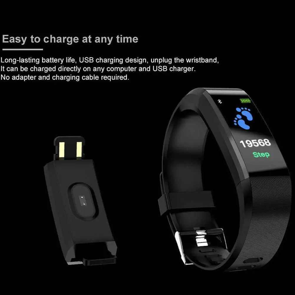 HD Color Screen 115plus Smart Band Heart Rate Health Watch Waterproof Sports Bracelet