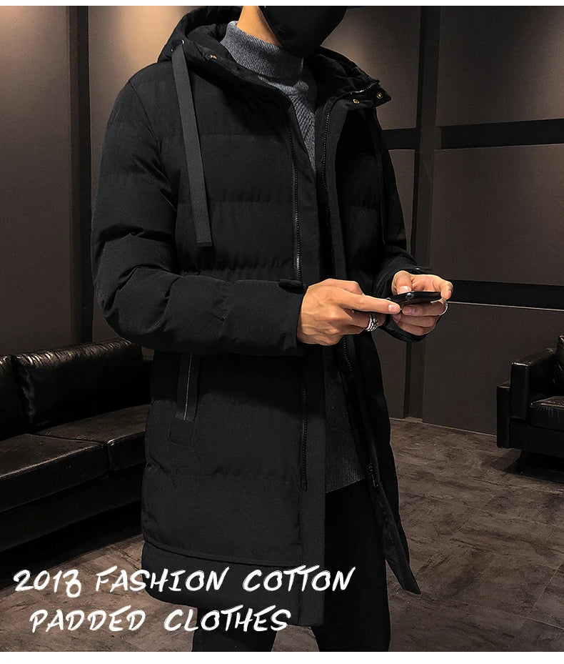 Winter new cotton jacket plus size men's Korean version casual fashion versatile warm cotton jacket medium long style