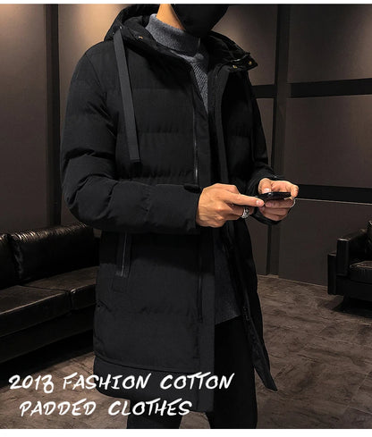 Winter new cotton jacket plus size men's Korean version casual fashion versatile warm cotton jacket medium long style