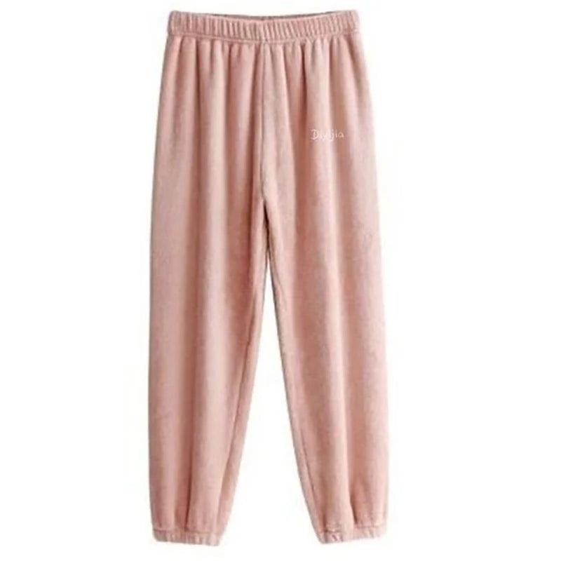 Autumn Winter Warm Flannel Fleecing Women Pyjamas Sets Thick Coral Velvet Long Sleeve Cartoon Sleepwear Thin Flannel Pajamas Set
