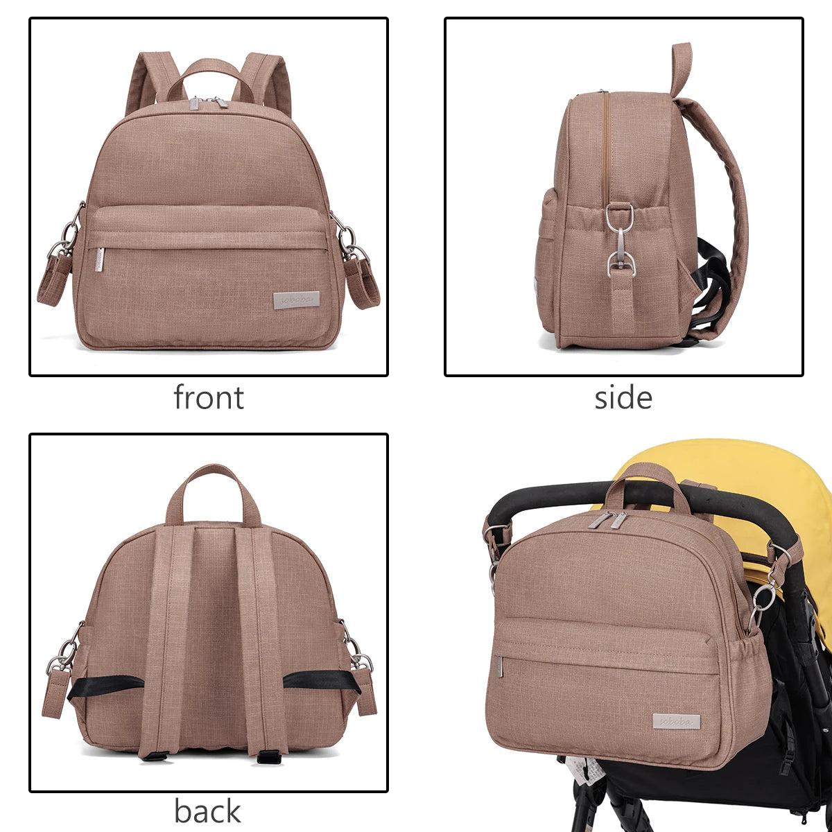 Soboba Stylish Diaper Backpack for Women Solid Fashion Waterproof Large Capacity Multi-funcional Nappy Changing Bag with 2 Strap