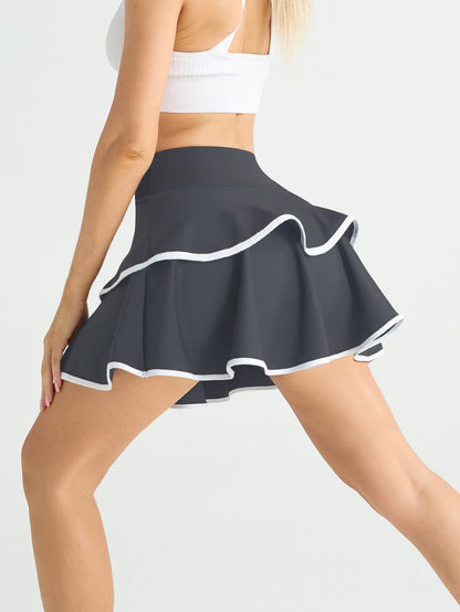 Women High Waist Color Block Skort With Inner Pockets Tennis Pleated Skirts Inner Pocket Quick Dry Sportawear