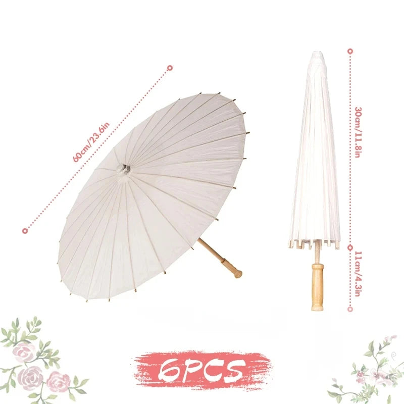 60/84cm Wedding Paper Umbrellas Chinese Wooden handle White DIY  Rustic Photography Props for Baby Shower Party Wedding