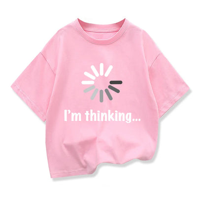 Kids T-shirt High Quality Cotton Funny I‘m Thinking Printed Casual Loose Boys Streetwear Cool T Shirt O-neck Kids Tops Tees