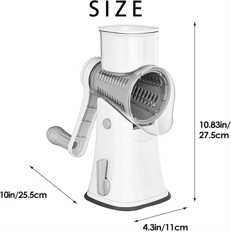 5 in 1 Cheese Grater - Rotary Stainless Steel Kitchen Vegetable Slicer & Nut Chopper