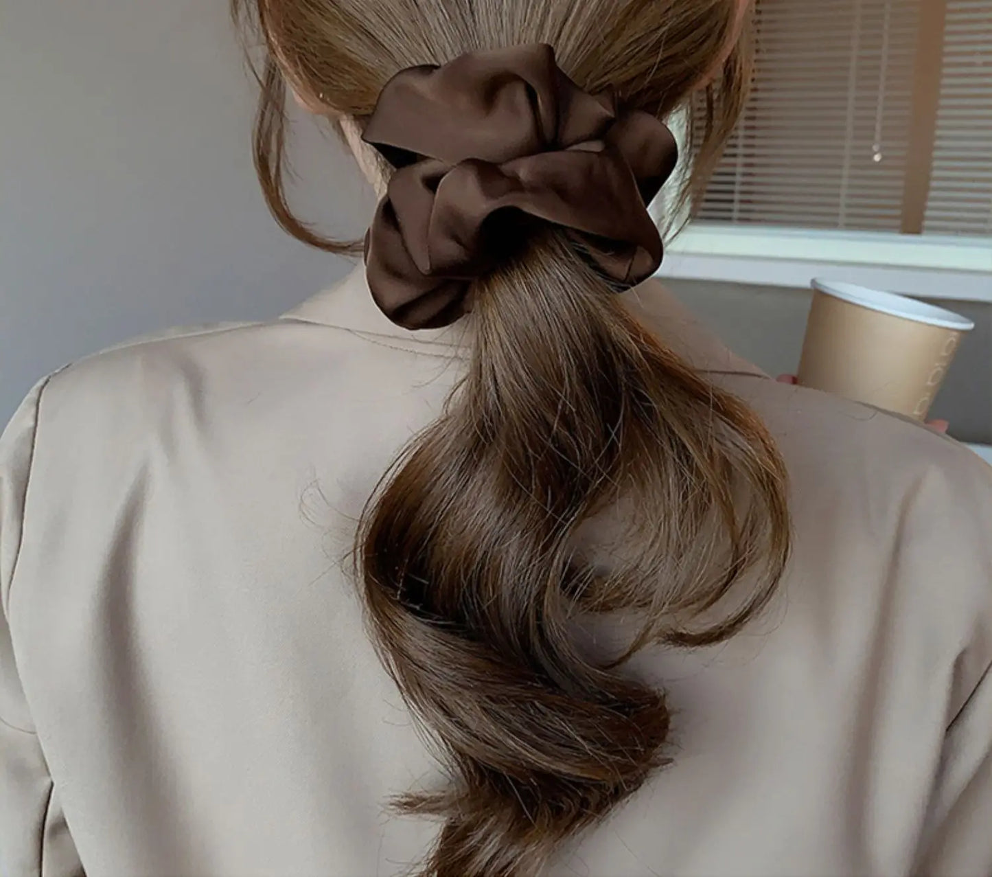 Korean Woman Big Elegant Silk Elastics Hair Band Girls Solid Color Scrunchies Hair Ties Ladies Ponytail Hold Hair Accessories