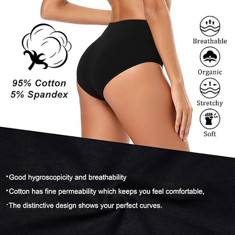 4Pcs/Lot High Waist Panties Women Underwear Cotton Shapers Body Slimming Plus Size Briefs Underpants Female Sexy Lingerie Shorts