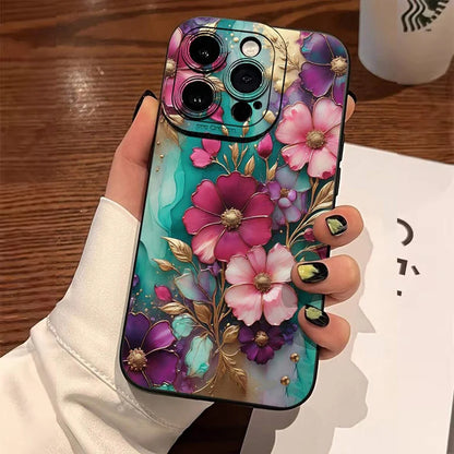 Vintage Floral Pattern Phone Case For Samsung Galaxy S26 S25 Ultra S24 FE S23 Plus S22 S21 A56 A36 A15 A55 A35 A54 A34 A53Cover