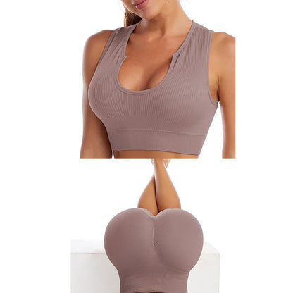Peach Butt Fitness Fast Dry Running Sports Tight Yoga Shorts Lady's Shock Proof Yoga Beauty Vest Fitness Sports Bra Set
