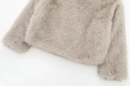 Faux Fur Coat Women’s Winter Jacket – Warm Fluffy Loose Lapel Outerwear