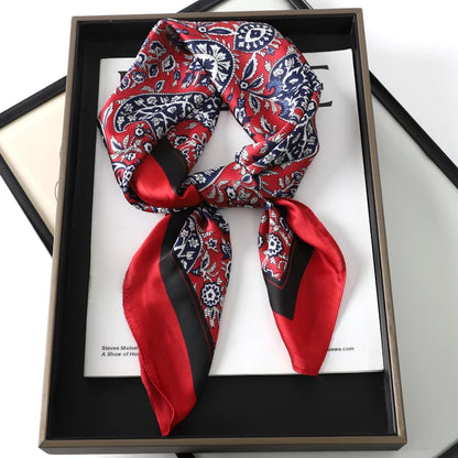 Luxury Silk Cat Print Scarf - Womens Neck Hair Tie Bandana Foulard 70cm