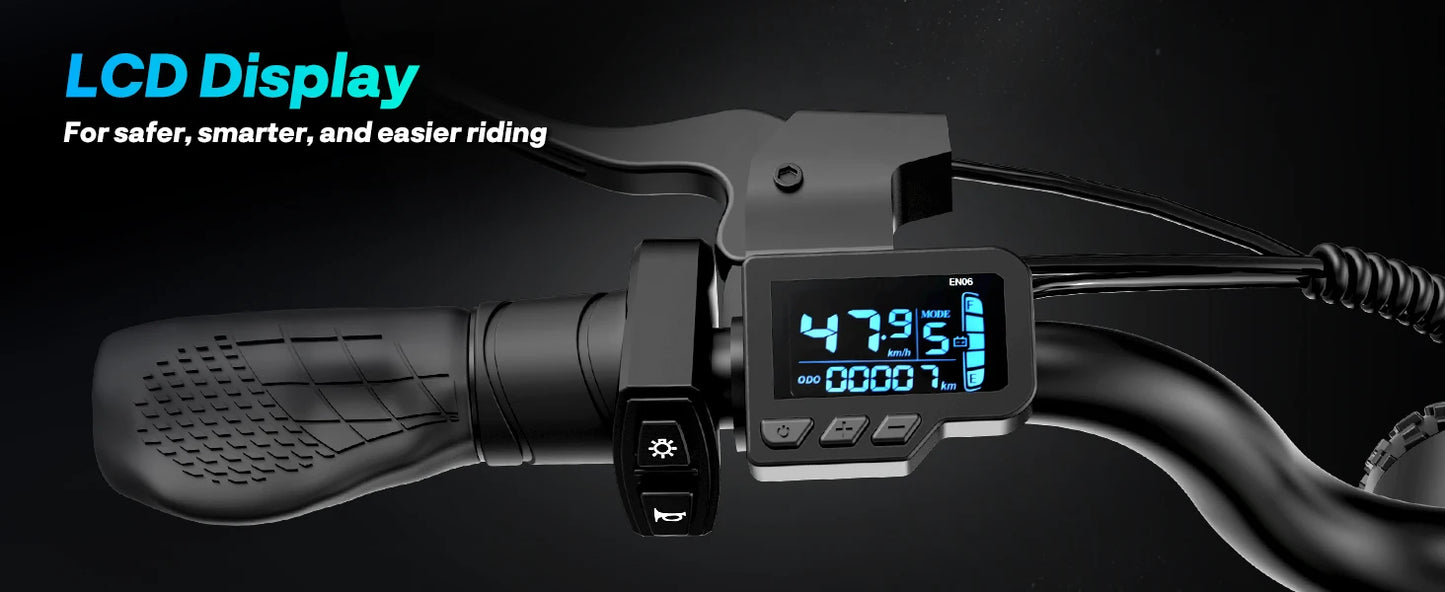 YVY K20 Lite 1500W Electric Bike for Adults 30MPH 48V 15.6Ah Off-road Trail 20*4 Inch Fat Tire E Bike 7 Speed Mountain Bike