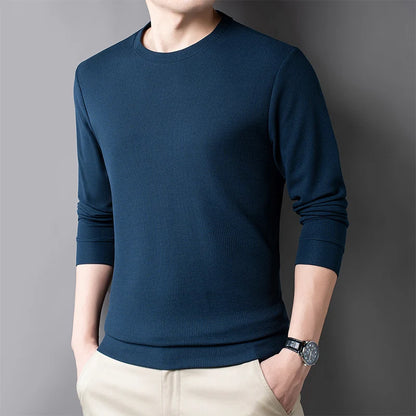 Men's Casual T-Shirt - Breathable Waffle Knit Long Sleeve Tee | Comfortable Spring Autumn Top