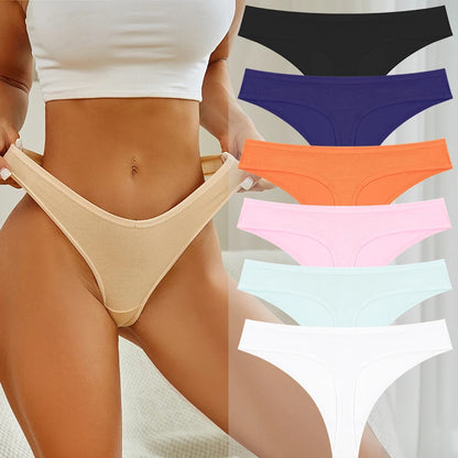 6Pcs/Set Women‘s Cotton Seamless Pantys Sexy Low Waist Soft Comfortable Thongs Fashion Girl Breathable Intimates G-Strings