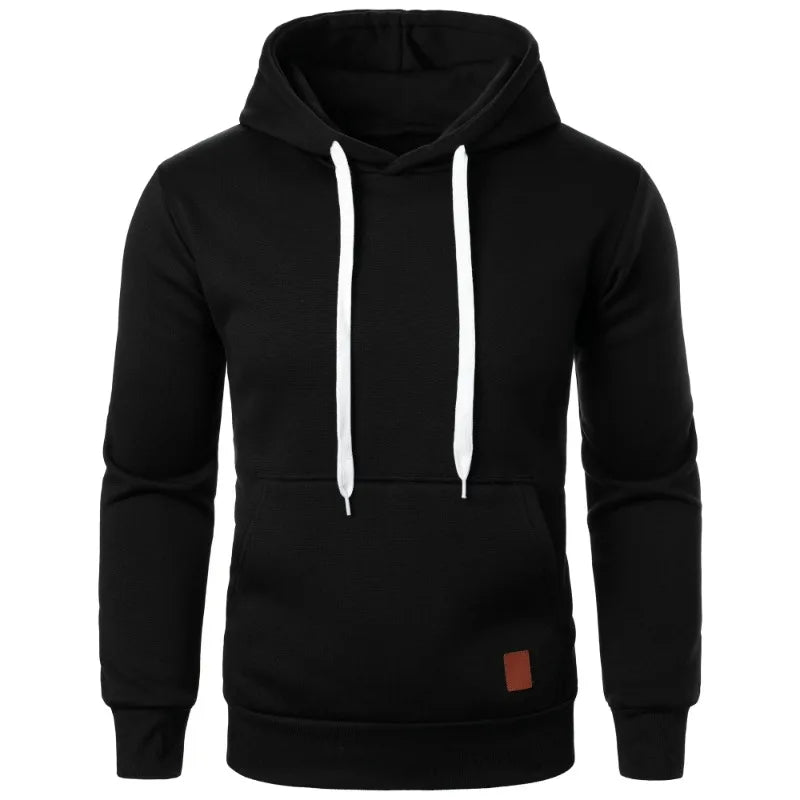 Mens Casual Hooded Collar Drawstring Hoodies Sweatshirts Long Sleeve Shirts Outdoor Streetwear Solid Color Lightweight Pullover