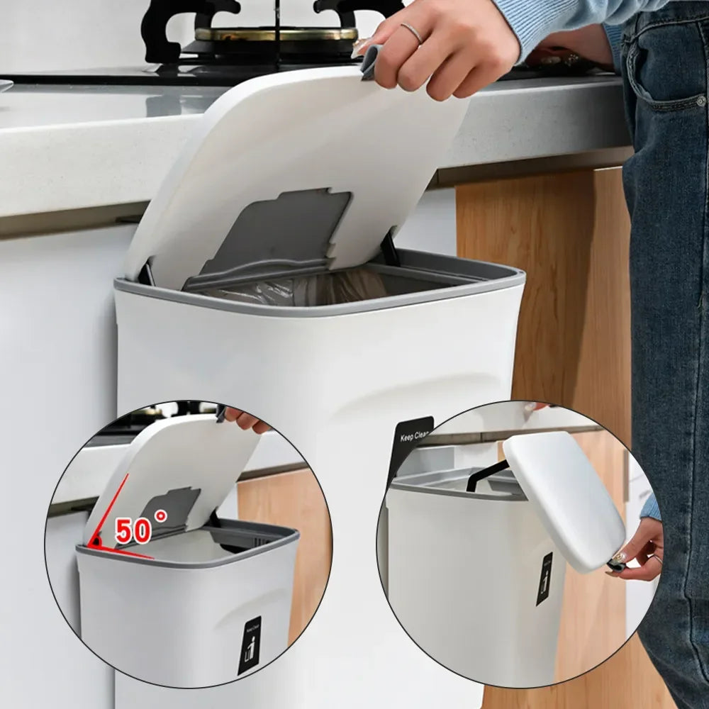 Wall Mounted Trash Can - 79L Hanging Waste Bin with Lid for Kitchen and Bathroom