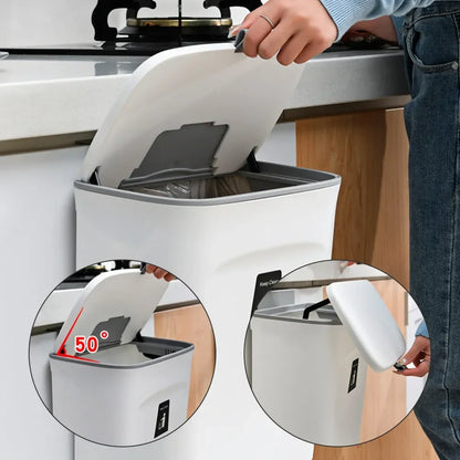 Wall Mounted Trash Can - 79L Hanging Waste Bin with Lid for Kitchen and Bathroom